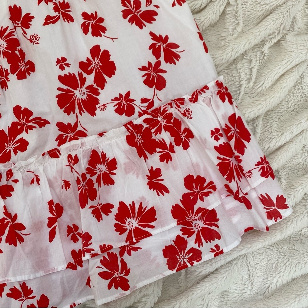 NWT J.Crew Ruffled Mini Skirt White Bright Cerise Floral Sz M - Picture 4 of 7